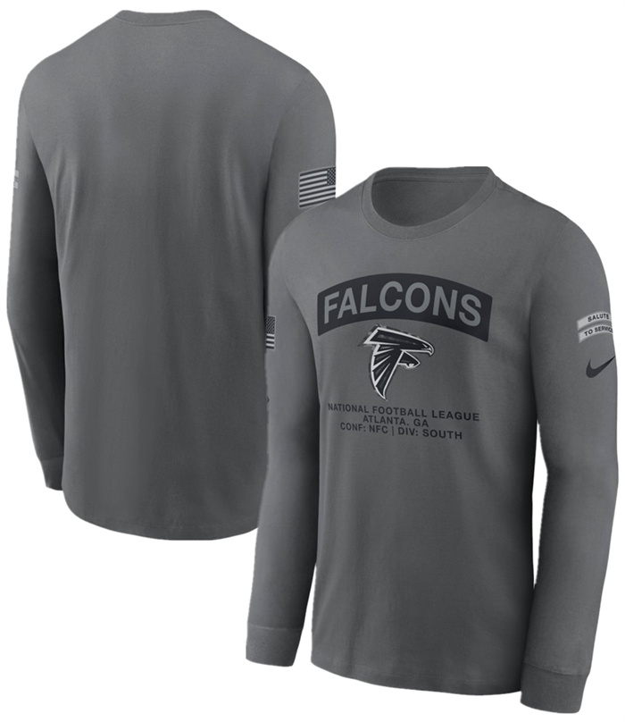 Men's Atlanta Falcons Gray 2026 Salute to Service Long Sleeve T-Shirt