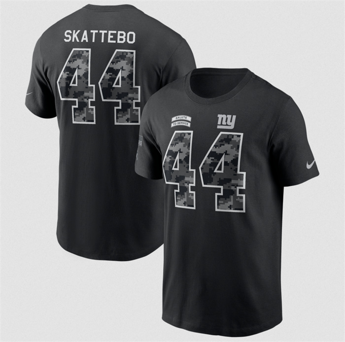 Men's New York Giants #44 Cam Skattebo Black 2026 Salute to Service Name & Number T-Shirt