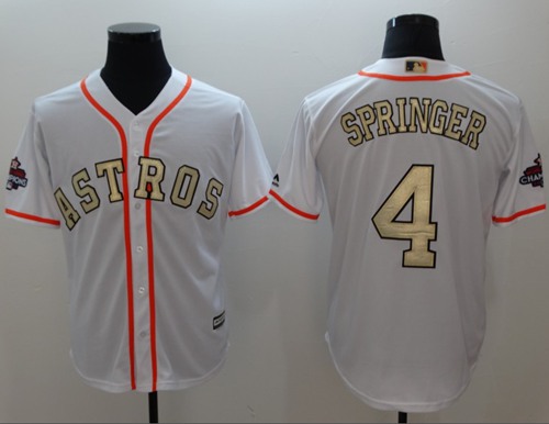 Astros #4 George Springer White 2017 World Series Champions Gold Program Cool Base Stitched MLB Jersey Astros #4 George Springer White 2017 World Series Champions Gold Program Cool Base Stitched MLB Jersey
