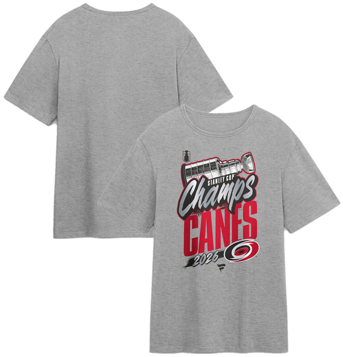 Men's Carolina Hurricanes Steel 2026 Stanley Cup Champions Replica Locker Room T-Shirt