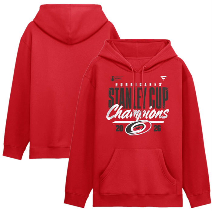 Men's Carolina Hurricanes Red 2026 Stanley Cup Champions Long Sleeve Hoodie