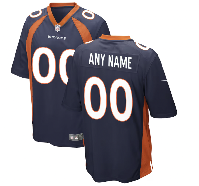 Men's Denver Broncos Custom Navy Alternate Stitched Game Jersey