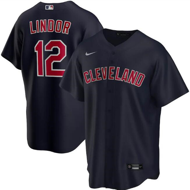 Men's Cleveland Indians #12 Francisco Lindor Navy MLB Cool Base Stitched Jersey Men's Cleveland Indians #12 Francisco Lindor Navy MLB Cool Base Stitched Jersey