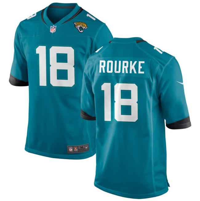 Men's Jacksonville Jaguars #18 Nathan Rourke Teal Stitched Game Jersey Men's Jacksonville Jaguars #18 Nathan Rourke Teal Stitched Game Jersey