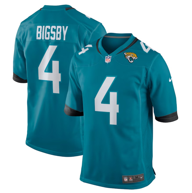 Men's Jacksonville Jaguars #4 Tank Bigsby Teal Stitched Game Jersey Men's Jacksonville Jaguars #4 Tank Bigsby Teal Stitched Game Jersey