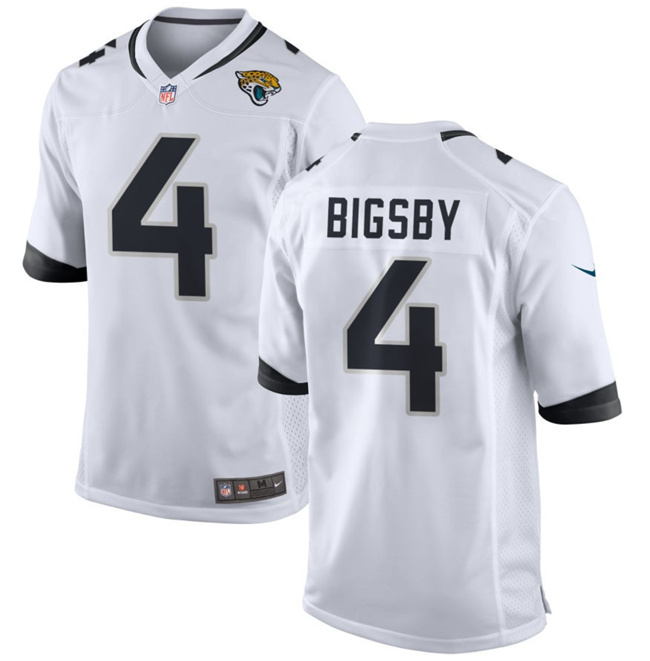 Men's Jacksonville Jaguars #4 Tank Bigsby White Stitched Game Jersey Men's Jacksonville Jaguars #4 Tank Bigsby White Stitched Game Jersey