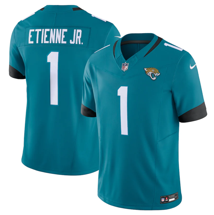 Men's Jacksonville Jaguars #1 Travis Etienne Jr. Teal Vapor Untouchable Limited Stitched Jersey Men's Jacksonville Jaguars #1 Travis Etienne Jr. Teal Vapor Untouchable Limited Stitched Jersey