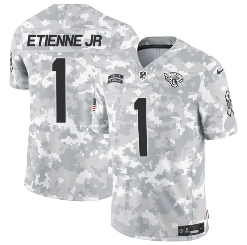 Men's Jacksonville Jaguars #1 Travis Etienne Jr. 2024 F.U.S.E Arctic Camo Salute to Service Limited Stitched Football Jersey Men's Jacksonville Jaguars #1 Travis Etienne Jr. 2024 F.U.S.E Arctic Camo Salute to Service Limited Stitched Football Jersey