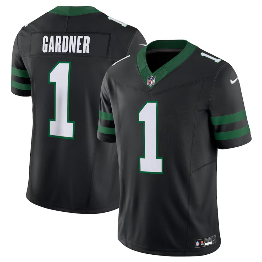 Men's New York Jets #1 Ahmad Sauce Black 2024 F.U.S.E. Vapor Limited Stitched Jersey