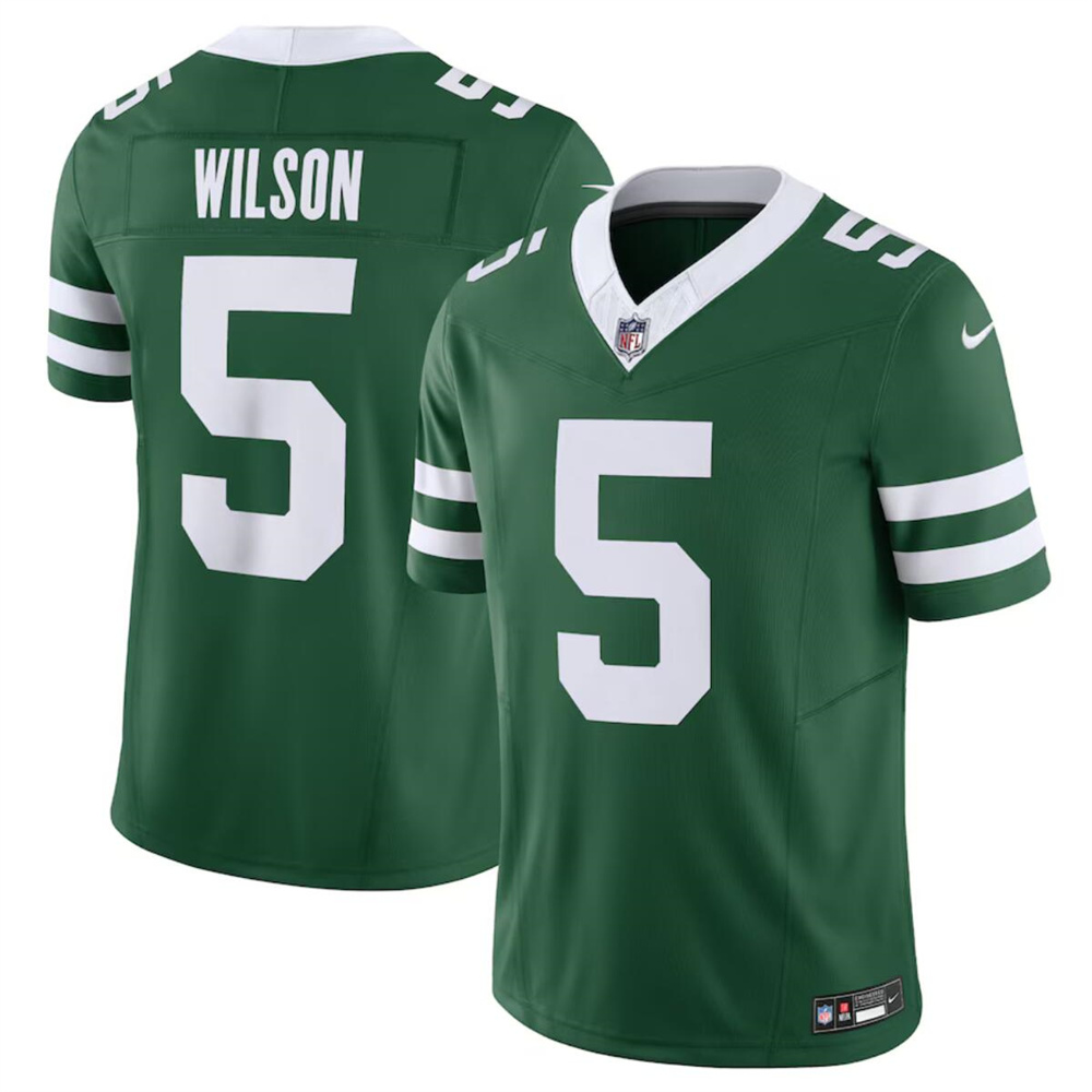 Men's New York Jets #5 Garrett Wilson Green 2024 F.U.S.E. Vapor Limited Stitched Jersey Men's New York Jets #5 Garrett Wilson Green 2024 F.U.S.E. Vapor Limited Stitched Jersey