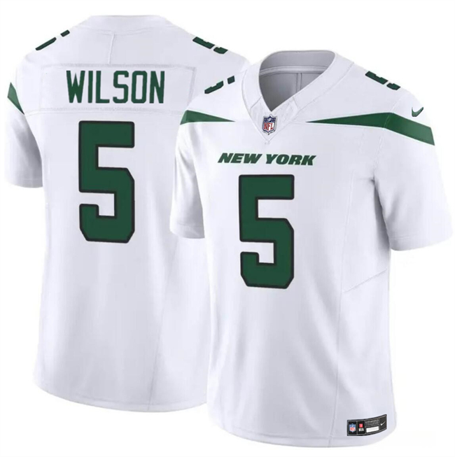 Men's New York Jets #5 Garrett Wilson White 2023 F.U.S.E Vapor Untouchable Limited Stitched Jersey Men's New York Jets #5 Garrett Wilson White 2023 F.U.S.E Vapor Untouchable Limited Stitched Jersey