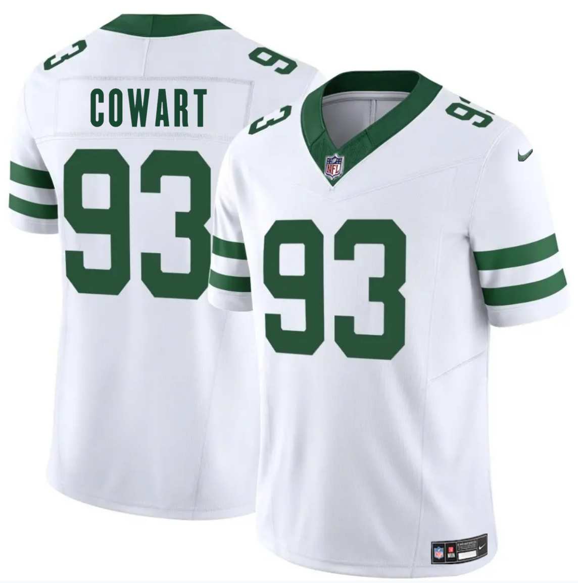 Men's New York Jets #93 Byron Cowart White 2025 F.U.S.E. Vapor Untouchable Limited Stitched Jersey Men's New York Jets #93 Byron Cowart White 2025 F.U.S.E. Vapor Untouchable Limited Stitched Jersey