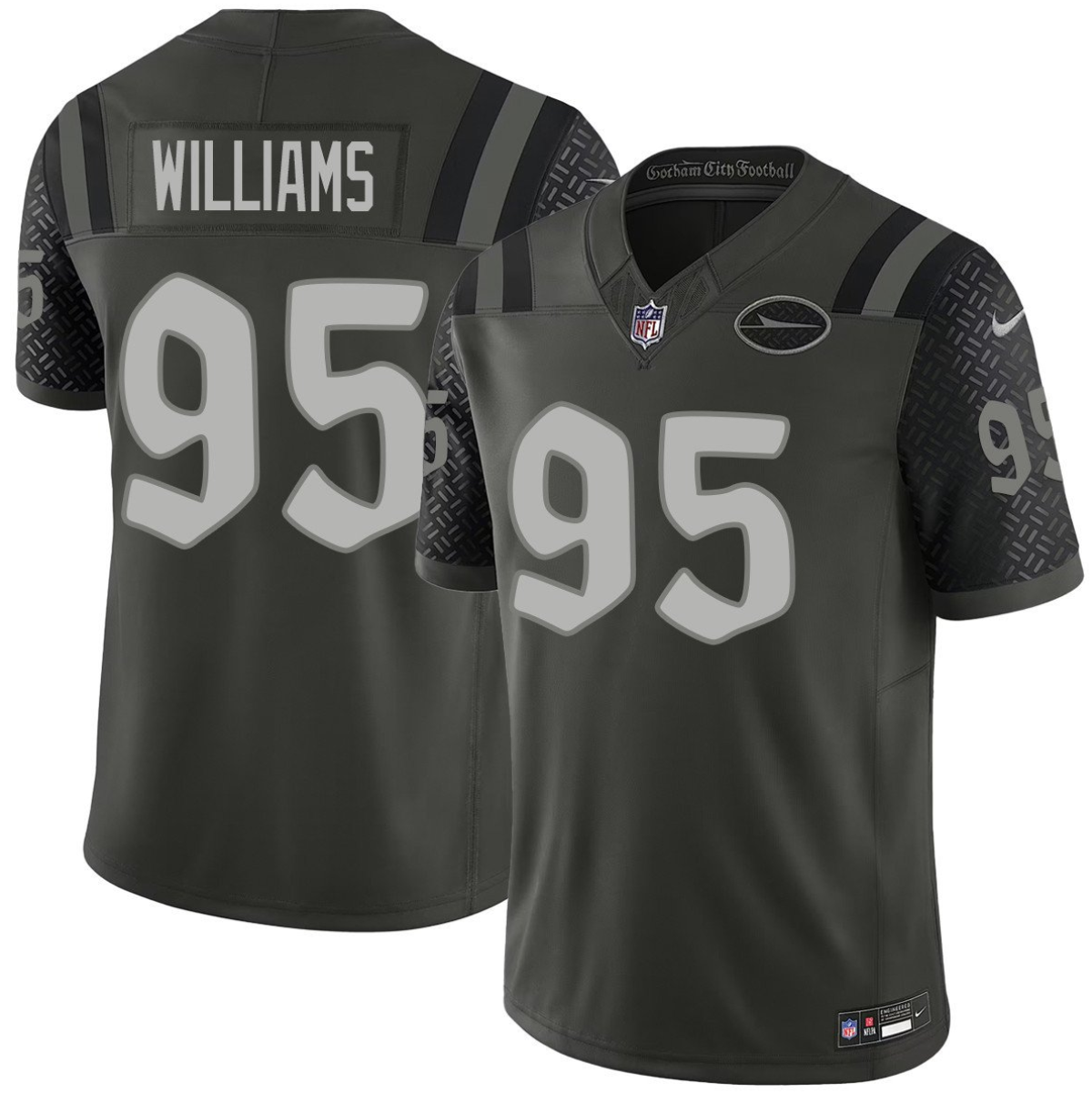 Men's New York Jets #95 Quinnen Williams Black 2025 F.U.S.E. “Rivalries” Vapor Limited Stitched Football Jersey