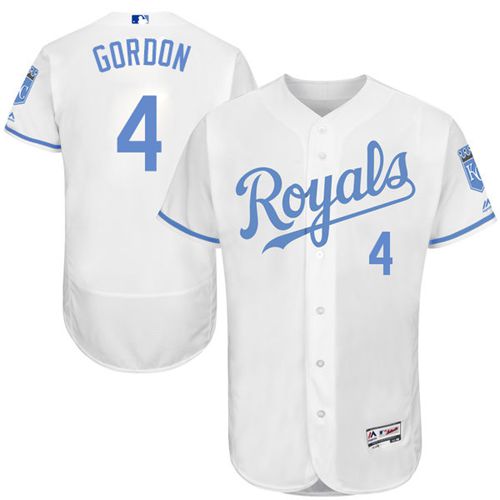 Royals #4 Alex Gordon White Flexbase Authentic Collection Father's Day Stitched MLB Jersey Royals #4 Alex Gordon White Flexbase Authentic Collection Father's Day Stitched MLB Jersey