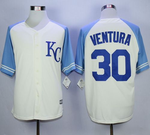Royals #30 Yordano Ventura Cream Exclusive Vintage Stitched MLB Jersey Royals #30 Yordano Ventura Cream Exclusive Vintage Stitched MLB Jersey