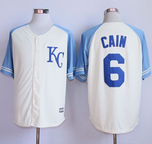 Royals #6 Lorenzo Cain Cream Exclusive Vintage Stitched MLB Jersey Royals #6 Lorenzo Cain Cream Exclusive Vintage Stitched MLB Jersey