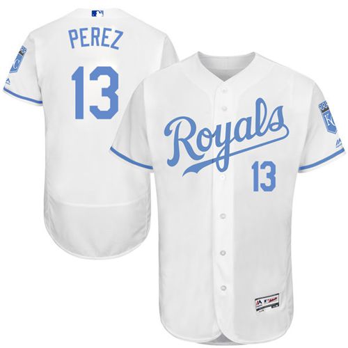 Royals #13 Salvador Perez White Flexbase Authentic Collection Father's Day Stitched MLB Jersey Royals #13 Salvador Perez White Flexbase Authentic Collection Father's Day Stitched MLB Jersey