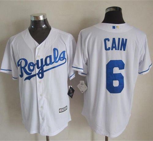 Royals #6 Lorenzo Cain White New Cool Base Stitched MLB Jersey Royals #6 Lorenzo Cain White New Cool Base Stitched MLB Jersey