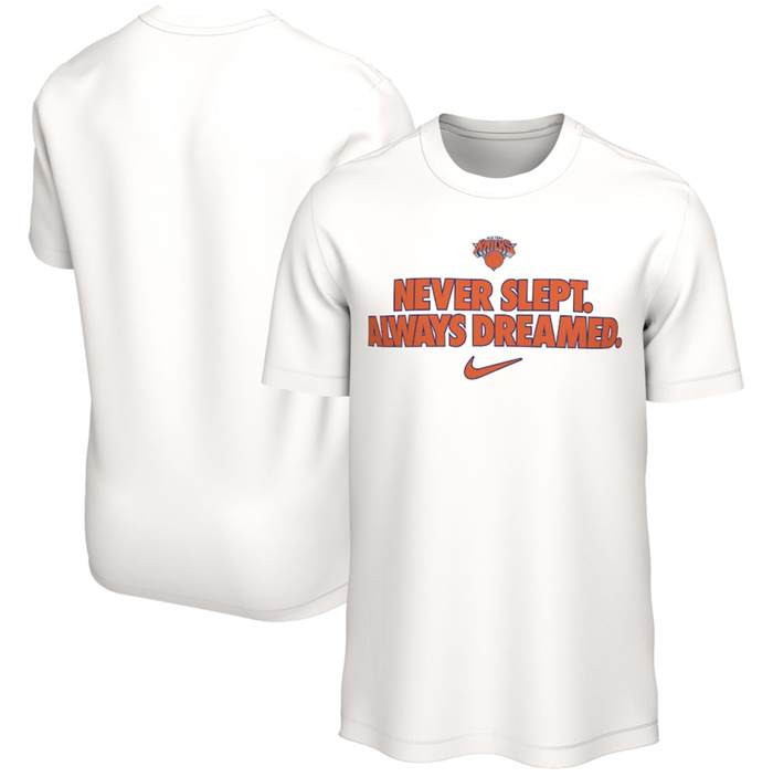 Men's New York Knicks White Brand Voice T-Shirt Men's New York Knicks White Brand Voice T-Shirt