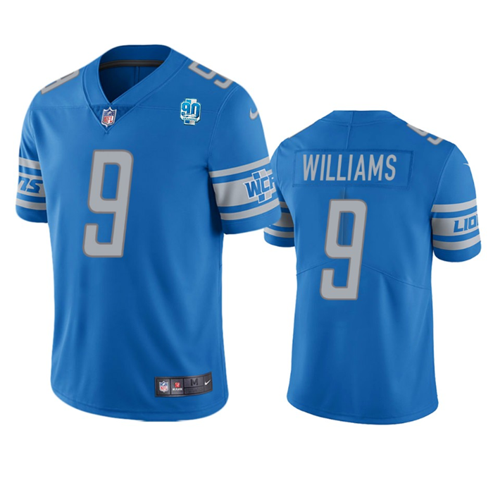 Men's Detroit Lions #9 Jameson Williams Blue 2023 90th Anniversary Vapor Untouchable Limited Stitched Jersey Men's Detroit Lions #9 Jameson Williams Blue 2023 90th Anniversary Vapor Untouchable Limited Stitched Jersey