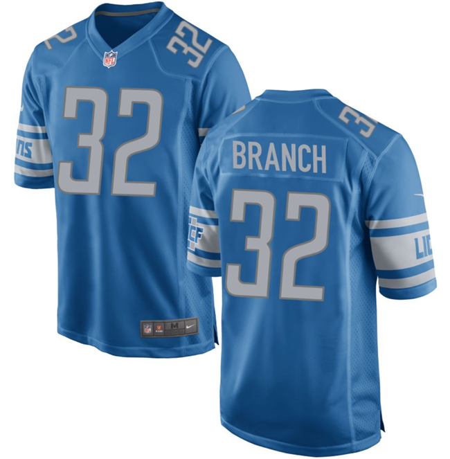 Men's Detroit Lions #32 Brian Branch Blue Stitched Game Jersey Men's Detroit Lions #32 Brian Branch Blue Stitched Game Jersey
