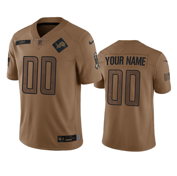 Men's Detroit Lions Active Player Custom 2023 Brown Salute To Service Limited Stitched Jersey Men's Detroit Lions Active Player Custom 2023 Brown Salute To Service Limited Stitched Jersey