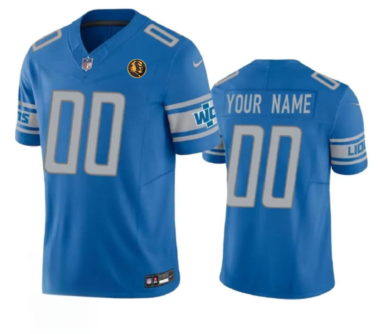 Men's Detroit Lions Active Player Custom Blue 2023 F.U.S.E. With John Madden Patch Vapor Limited Stitched Football Jersey Men's Detroit Lions Active Player Custom Blue 2023 F.U.S.E. With John Madden Patch Vapor Limited Stitched Football Jersey
