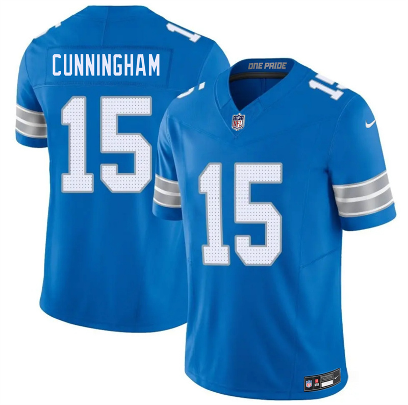 Men's Detroit Lions #15 Malik Cunningham Blue 2026 F.U.S.E. Vapor Limited Stitched Jersey