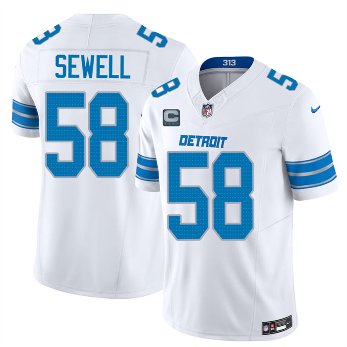 Men's Detroit Lions #58 Penei Sewell White 2026 F.U.S.E. With 4-Star C Patch Vapor Limited Stitched Jersey