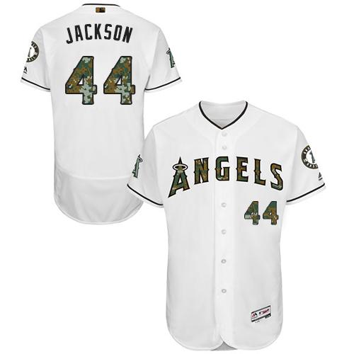 Angels of Anaheim #44 Reggie Jackson White Flexbase Authentic Collection Memorial Day Stitched MLB Jersey Angels of Anaheim #44 Reggie Jackson White Flexbase Authentic Collection Memorial Day Stitched MLB Jersey