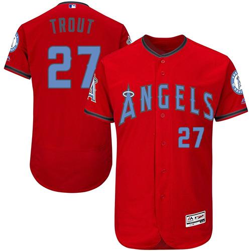Angels of Anaheim #27 Mike Trout Red Flexbase Authentic Collection Father's Day Stitched MLB Jersey Angels of Anaheim #27 Mike Trout Red Flexbase Authentic Collection Father's Day Stitched MLB Jersey