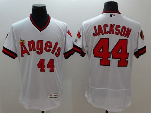 Angels of Anaheim #44 Reggie Jackson White Flexbase Authentic Collection Cooperstown Stitched MLB Jersey Angels of Anaheim #44 Reggie Jackson White Flexbase Authentic Collection Cooperstown Stitched MLB Jersey