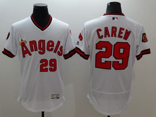 Angels of Anaheim #29 Rod Carew White Flexbase Authentic Collection Cooperstown Stitched MLB Jersey Angels of Anaheim #29 Rod Carew White Flexbase Authentic Collection Cooperstown Stitched MLB Jersey