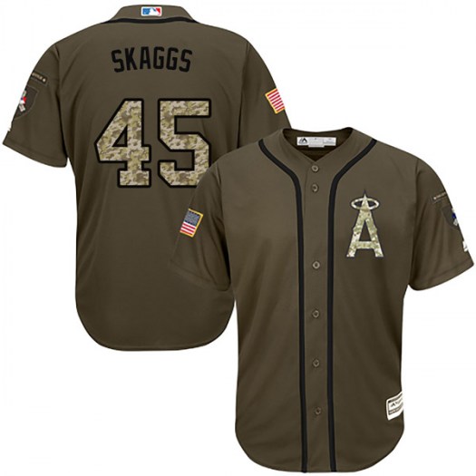 Angels of Anaheim #45 Tyler Skaggs Green Salute to Service Stitched MLB Jersey Angels of Anaheim #45 Tyler Skaggs Green Salute to Service Stitched MLB Jersey