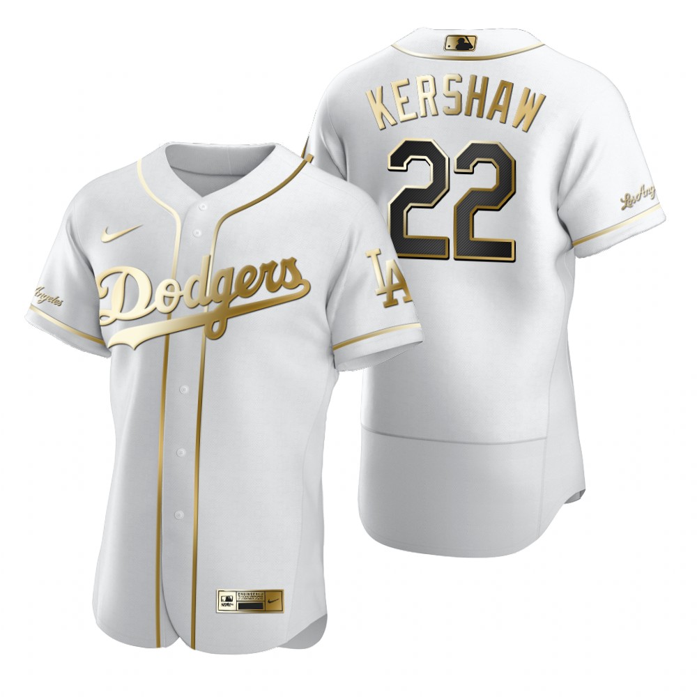 Los Angeles Dodgers #22 Clayton Kershaw White Nike Men's Authentic Golden Edition MLB Jersey Los Angeles Dodgers #22 Clayton Kershaw White Nike Men's Authentic Golden Edition MLB Jersey