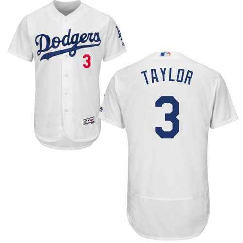 Dodgers #3 Chris Taylor White Flexbase Authentic Collection Stitched MLB Jersey Dodgers #3 Chris Taylor White Flexbase Authentic Collection Stitched MLB Jersey