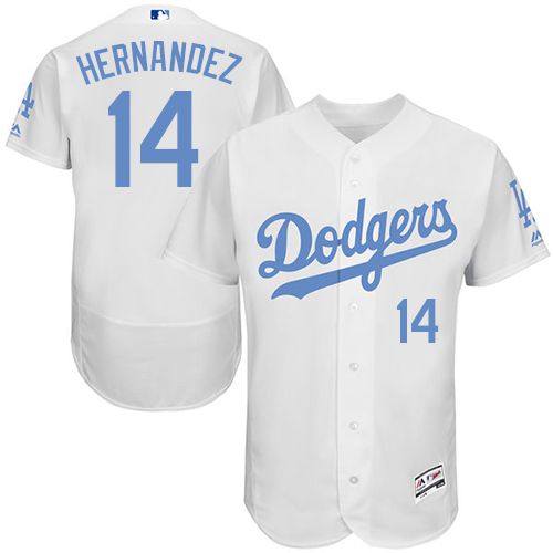 Dodgers #14 Enrique Hernandez White Flexbase Authentic Collection Father's Day Stitched MLB Jersey Dodgers #14 Enrique Hernandez White Flexbase Authentic Collection Father's Day Stitched MLB Jersey
