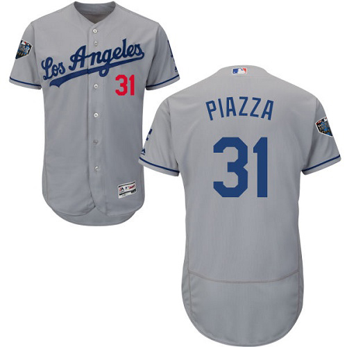 Dodgers #31 Mike Piazza Grey Flexbase Authentic Collection 2018 World Series Stitched MLB Jersey Dodgers #31 Mike Piazza Grey Flexbase Authentic Collection 2018 World Series Stitched MLB Jersey