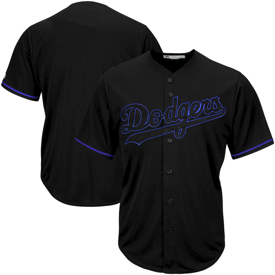 Los Angeles Dodgers Majestic Big & Tall Pop Fashion V-Neck Jersey Black Los Angeles Dodgers Majestic Big & Tall Pop Fashion V-Neck Jersey Black
