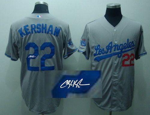 Dodgers #22 Clayton Kershaw Grey Cool Base Autographed Stitched MLB Jersey Dodgers #22 Clayton Kershaw Grey Cool Base Autographed Stitched MLB Jersey