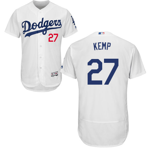 Dodgers #27 Matt Kemp White Flexbase Authentic Collection Stitched MLB Jersey Dodgers #27 Matt Kemp White Flexbase Authentic Collection Stitched MLB Jersey