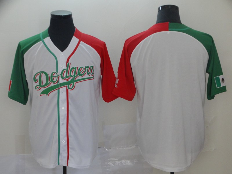 Dodgers Blank White Red/Green Split Cool Base Stitched MLB Jersey Dodgers Blank White Red/Green Split Cool Base Stitched MLB Jersey