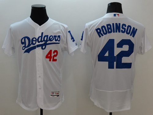 Dodgers #42 Jackie Robinson White Flexbase Authentic Collection Stitched MLB Jersey Dodgers #42 Jackie Robinson White Flexbase Authentic Collection Stitched MLB Jersey