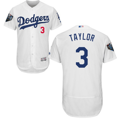 Dodgers #3 Chris Taylor White Flexbase Authentic Collection 2018 World Series Stitched MLB Jersey Dodgers #3 Chris Taylor White Flexbase Authentic Collection 2018 World Series Stitched MLB Jersey