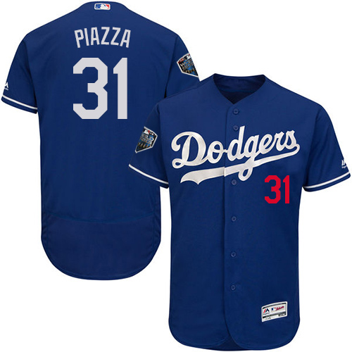 Dodgers #31 Mike Piazza Blue Flexbase Authentic Collection 2018 World Series Stitched MLB Jersey Dodgers #31 Mike Piazza Blue Flexbase Authentic Collection 2018 World Series Stitched MLB Jersey