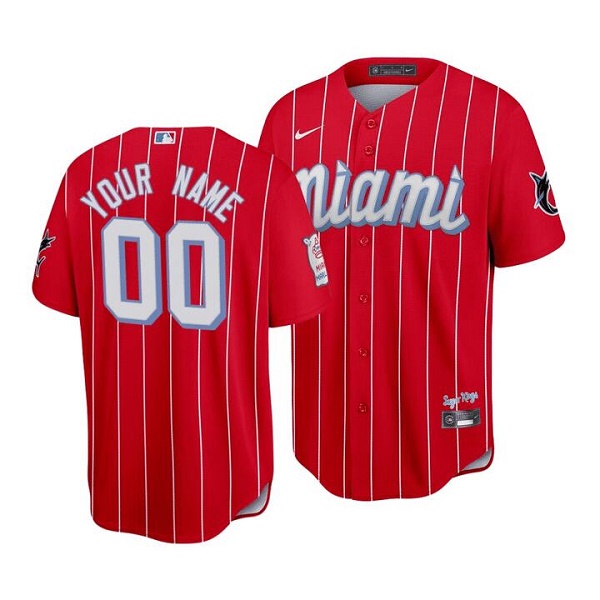 Men's Miami Marlins ACTIVE PLAYER Custom Red 2021 City Connect Cool ...