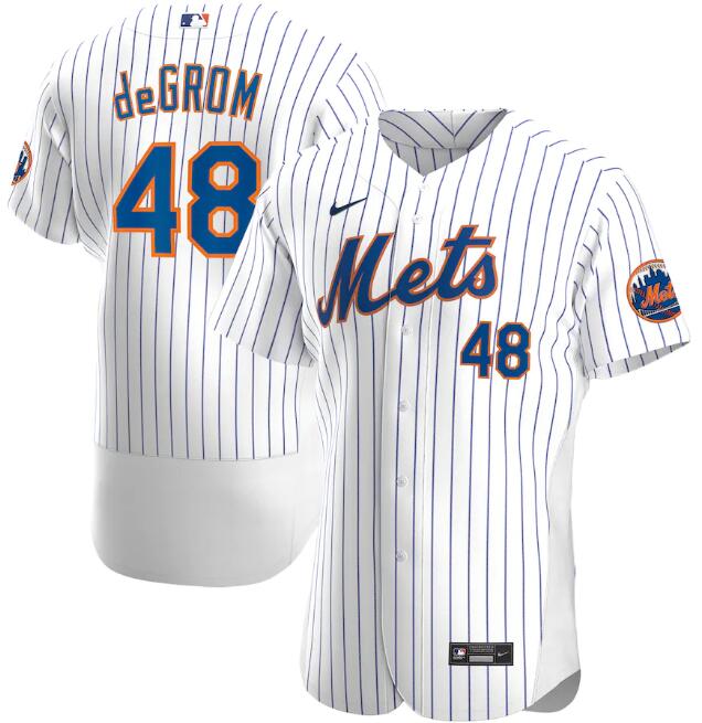 Men's New York Mets #48 Jacob deGrom 2020 White MLB Flex Base Stitched MLB Jersey Men's New York Mets #48 Jacob deGrom 2020 White MLB Flex Base Stitched MLB Jersey