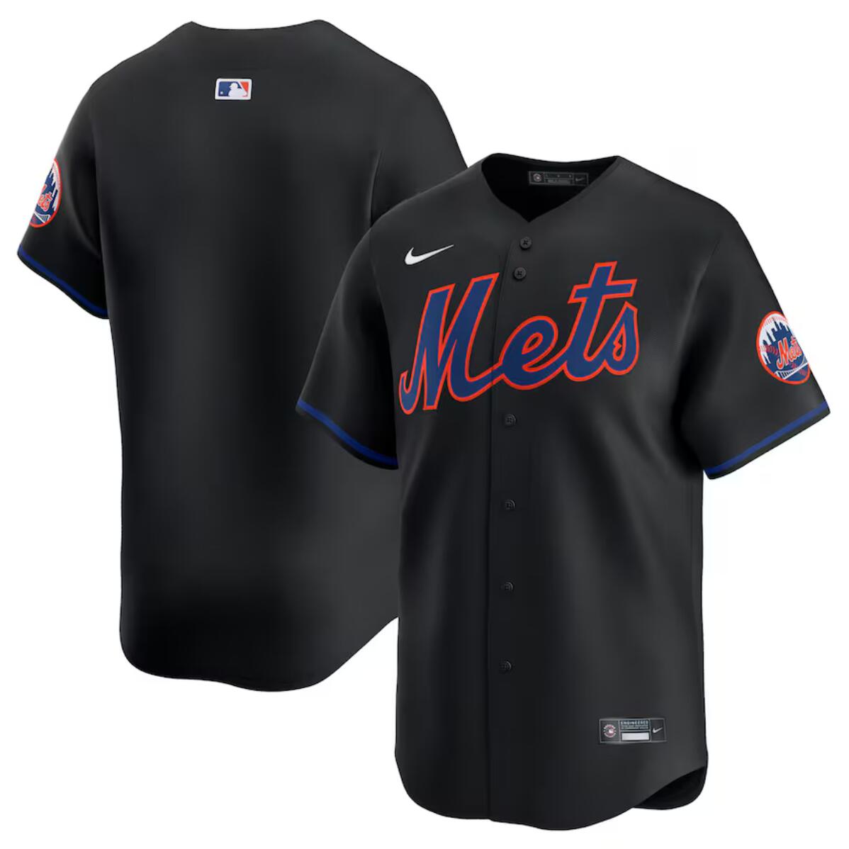 Men's New York Mets Blank Black 2024 Alternate Limited Stitched Baseball Jersey Men's New York Mets Blank Black 2024 Alternate Limited Stitched Baseball Jersey