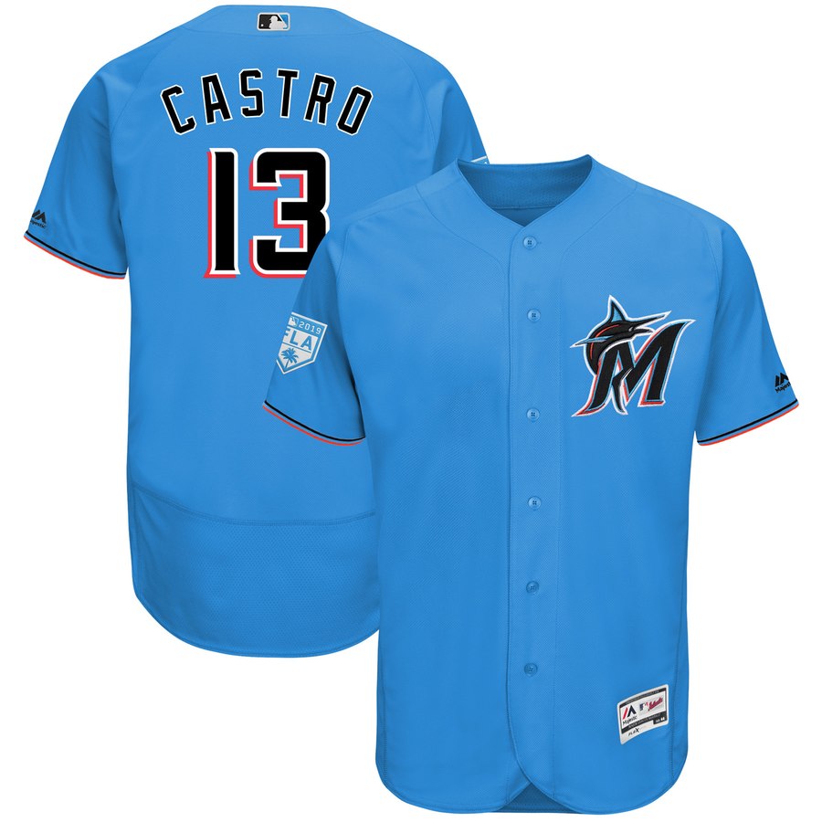 Marlins #13 Starlin Castro Blue 2019 Spring Training Flex Base Stitched MLB Jersey Marlins #13 Starlin Castro Blue 2019 Spring Training Flex Base Stitched MLB Jersey