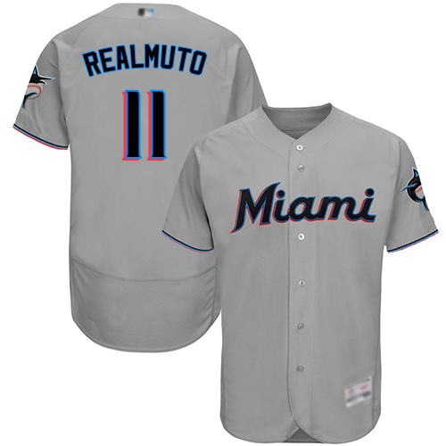 marlins #11 JT Realmuto Grey Flexbase Authentic Collection Stitched MLB Jersey marlins #11 JT Realmuto Grey Flexbase Authentic Collection Stitched MLB Jersey